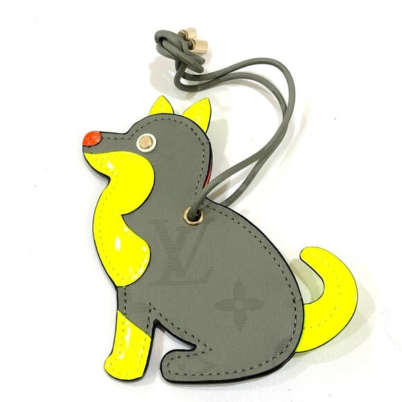 LOUIS VUITTON Gray Monogram Leather Charm